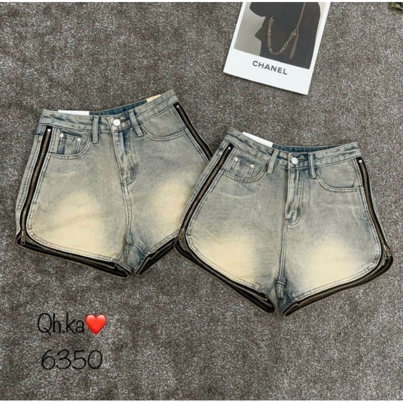 Quần sooc jeans viền khóa cạnh hàng QCL1