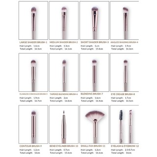 Bộ 12 cọ trang điểm mắt lông mềm