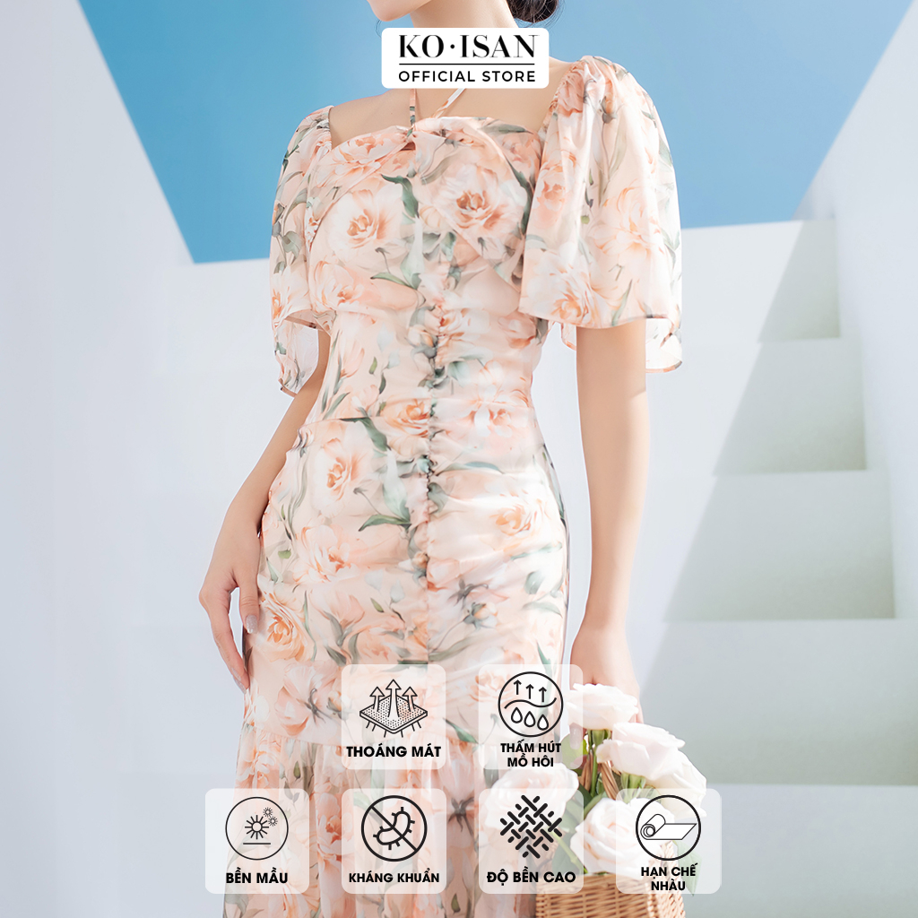 Đầm xòe đuôi cá tay loa KOISAN họa tiết hoa trang nhã S2382157