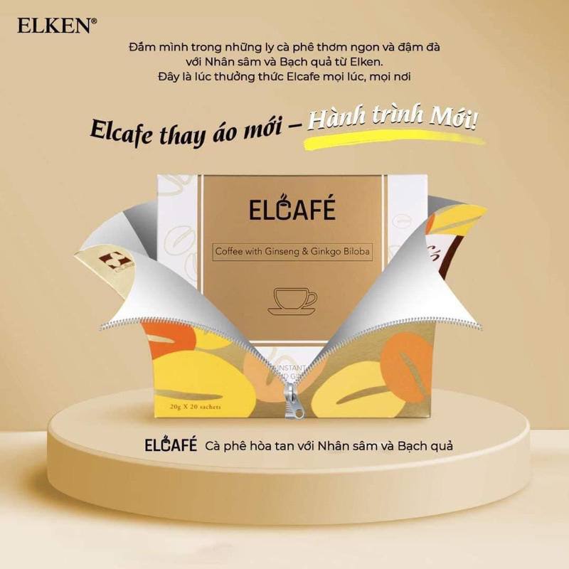 Cà phê hòa tan Elcafe Elken - nhân sâm và bạch quả