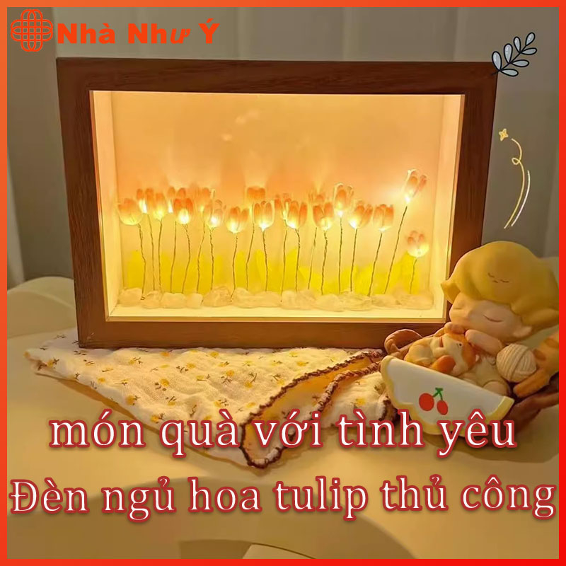 Khung ảnh hoa tulip dạ quang quà tặng sinh nhật, đồ handmade tự làm cho bạn trai, quà tặng sáng tạo，đèn ngủ handmade