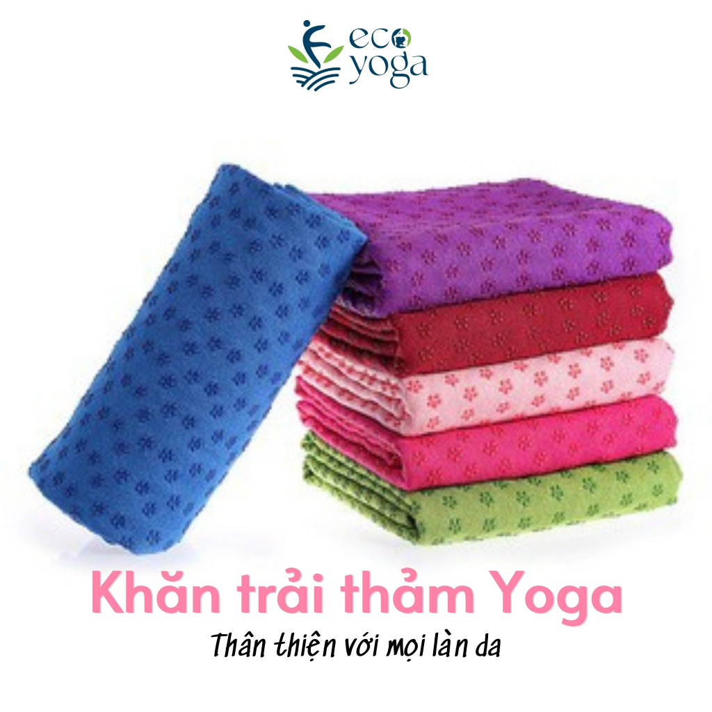Khăn trải thảm yoga không mùi thấm mồ hôi có hạt họa tiết bông hoa PVC chống trơn KT 180cm x 63cm