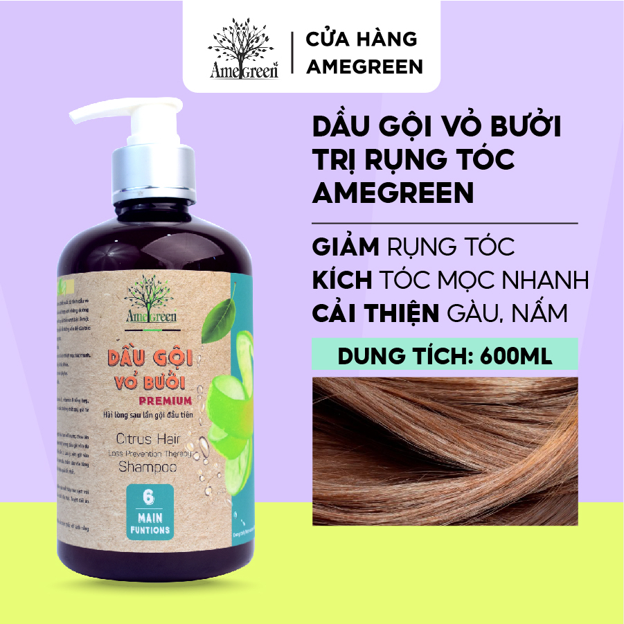Dầu gội vỏ bưởi cao cấp (600ML) - Xóa rụng hiệu quả, kích mọc tóc sau 3-5 tuần sử dụng