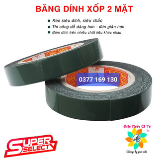 Băng keo 2 mặt xốp xanh đen