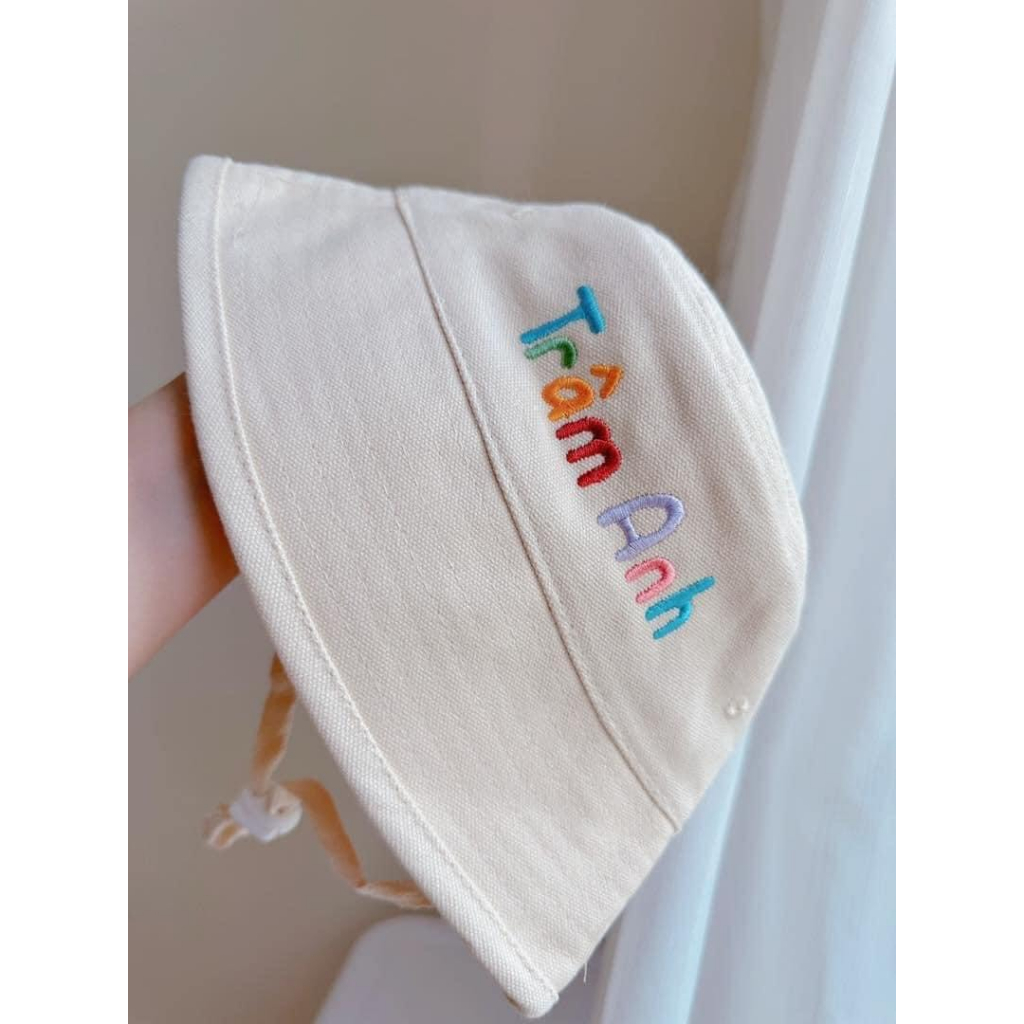 Mũ bucket THÊU TÊN theo yêu cầu style hàn quốc đáng yêu cho bé