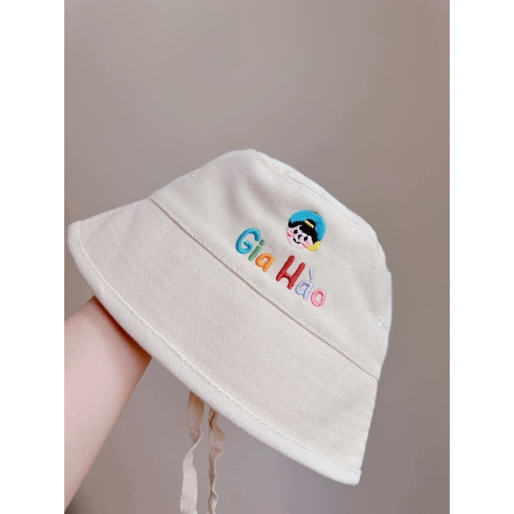 Mũ bucket THÊU TÊN theo yêu cầu style hàn quốc đáng yêu cho bé