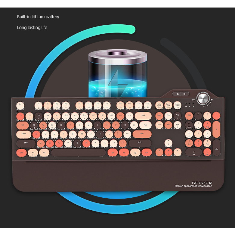 Bàn phím cơ không dây MOFii Geezer G7, kèm lót và kê tay. 3 Chế độ kết nối. Pin sạc. Xuyên LED. Mẫu mới chính hãng