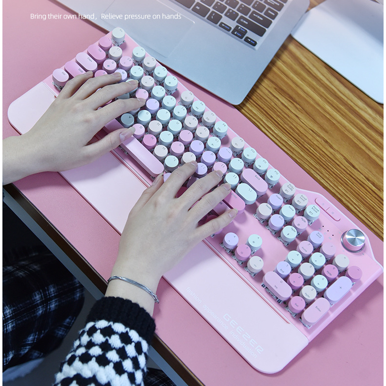 Bàn phím cơ không dây MOFii Geezer G7, kèm lót và kê tay. 3 Chế độ kết nối. Pin sạc. Xuyên LED. Mẫu mới chính hãng