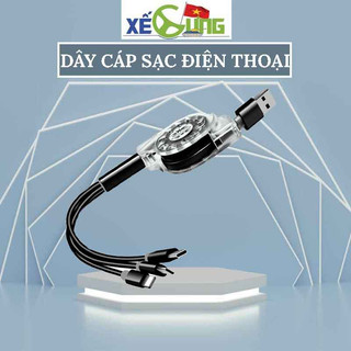Dây Cáp Sạc Điện Thoại -  Cáp Sạc Nhanh 3 Đầu Gồm ( Dây Sạc Iphone,Dây Sạc Samsung,Dây Sạc Type c ) Rút Gọn Tiện Lợi