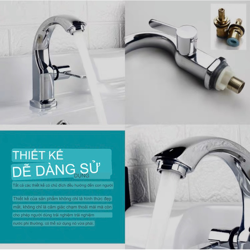 vòi bồn rửa mặt thiên nga 1 đường nước lạnh mạ bóng cao 15CM, vòi rửa mặt lavabo