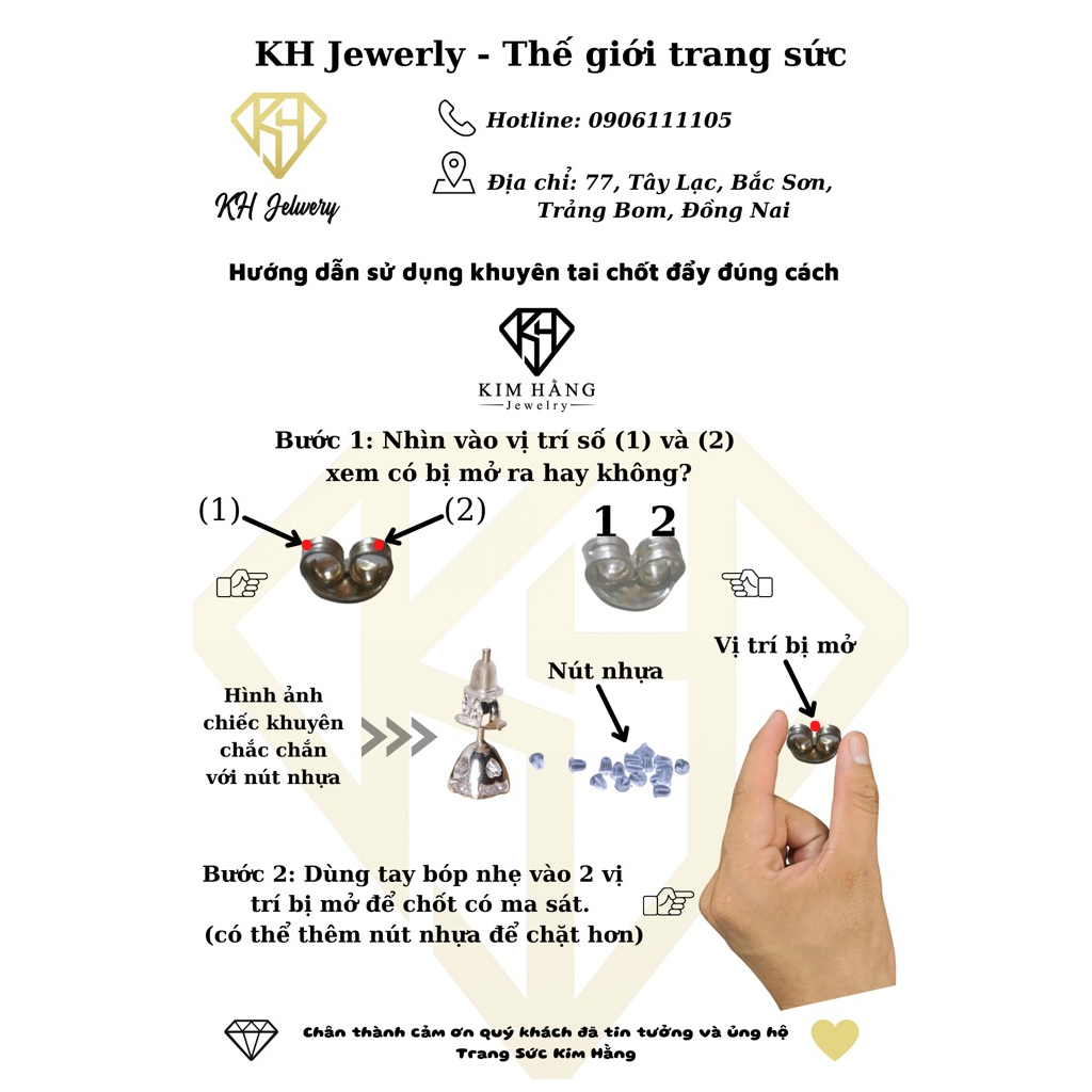 Khuyên tai B.a.d.g.e.t Trắng KHJER05