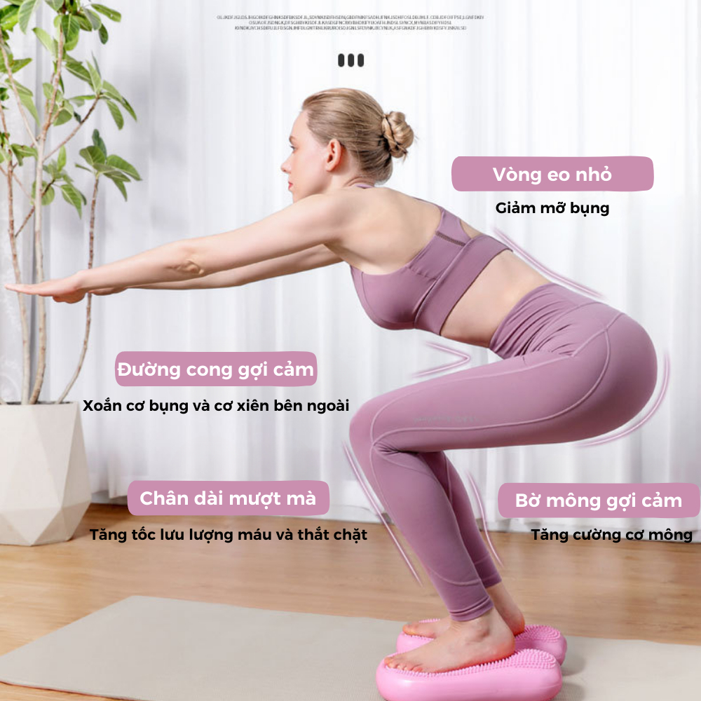 Đệm Giữ Thăng Bằng Yoga Massage Đệm Khí Hỗ Trợ Tập Yoga, Đệm Yoga Silicon Bơm Hơi Siêu Bền (Tặng kèm dụng cụ bơm)