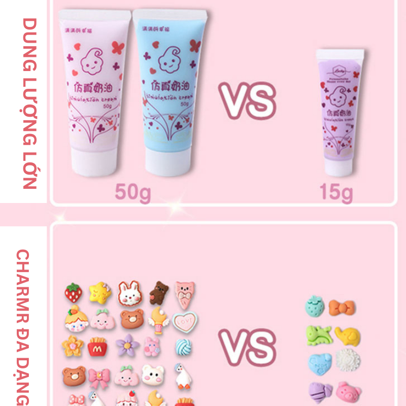 Bộ nhãn dán thủ công tự làm cho bé gái kem keo và thẻ guka trang trí móc khóa  - Alice store