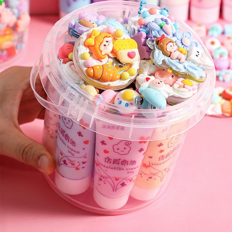 Bộ nhãn dán thủ công tự làm cho bé gái kem keo và thẻ guka trang trí móc khóa  - Alice store