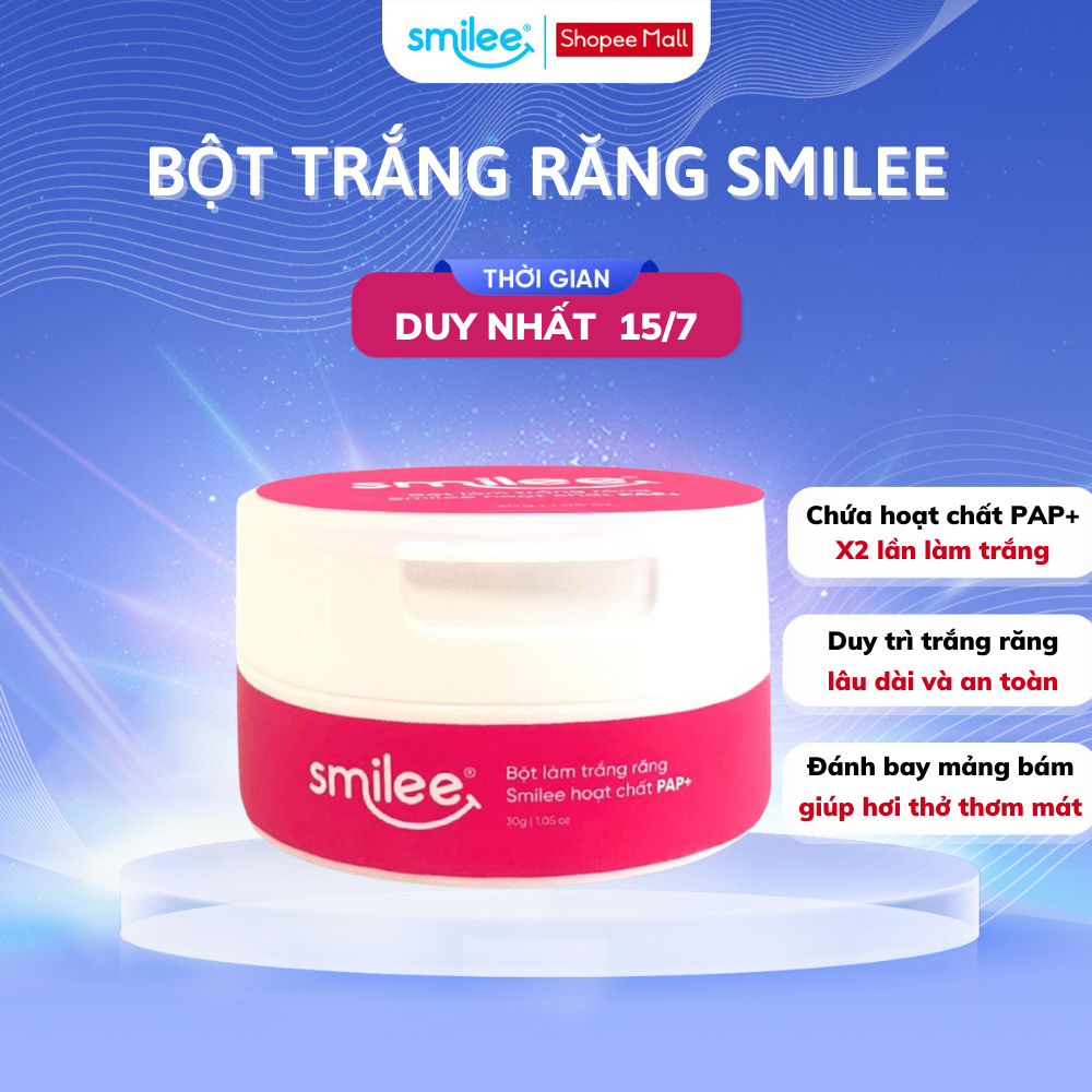 Bột Trắng Răng Cấp Tốc Smilee, Bật Tông Sau Lần Đầu Sử Dụng, Không Gây Ê Buốt Với Công Nghệ Làm Trắng Hiện Đại PAP+