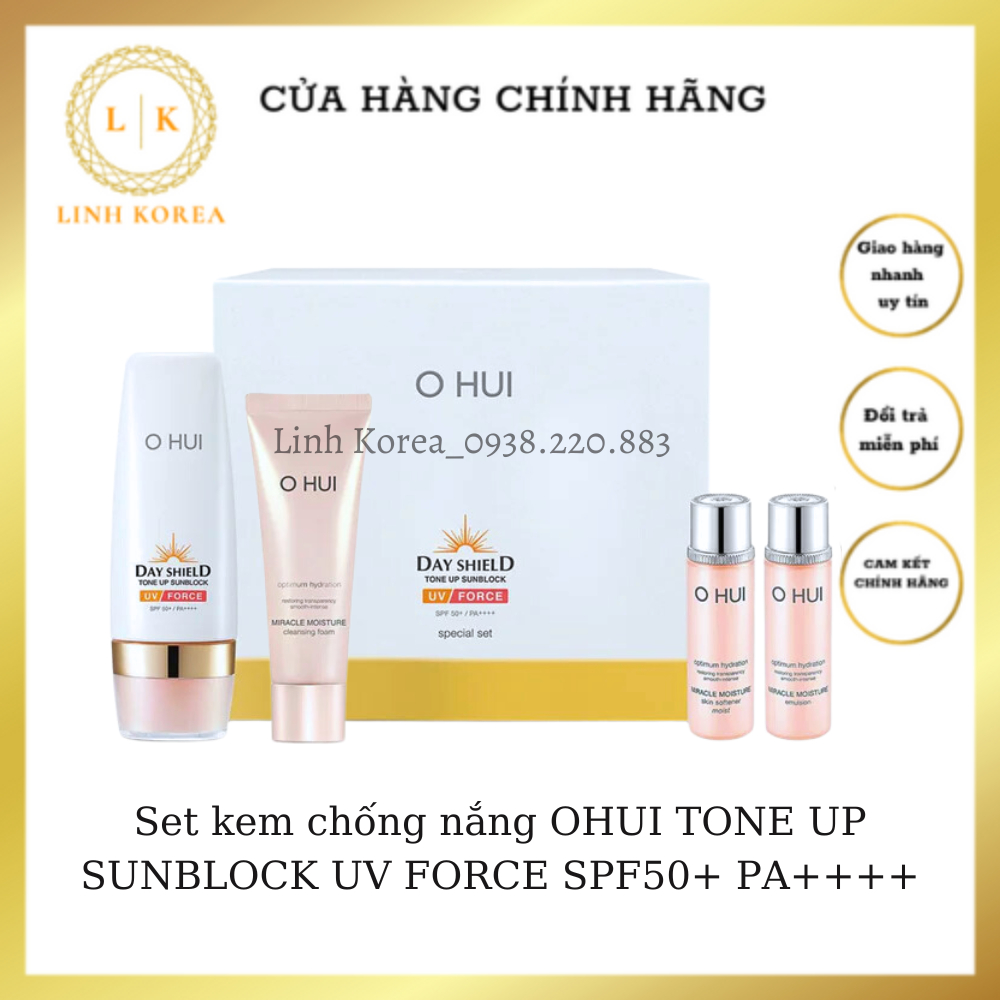 Set kem chống nắng OHUI TONE UP SUNBLOCK UV FORCE SPF50+ PA++++_LINH KOREA