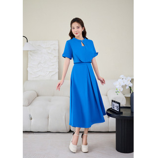 Set bộ crep xanh áo tay lỡ phối chân váy ly dáng dài YOONA - YH13X268