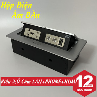 Hộp Điện Nhôm Âm Bàn Họp, Ổ Cắm Điện Âm Bàn,Âm sàn Cao Cấp Có Cổng PHONE+LAN+HDMI BH12 Tháng