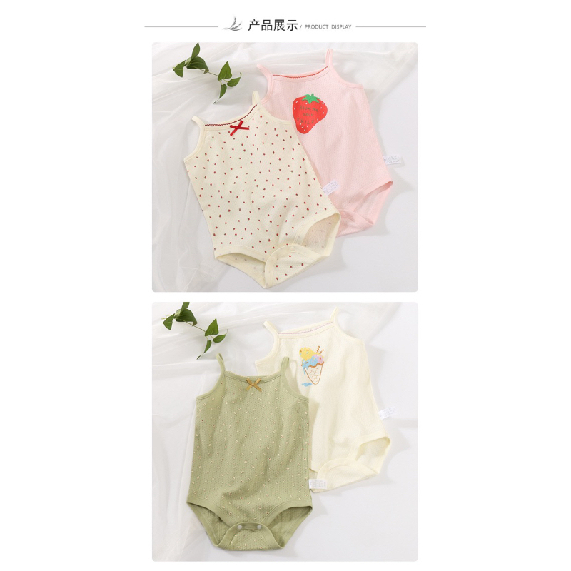Set 2 bộ body sát lách, bodysuit dành cho bé gái chất liệu cotton thoáng mát an toàn cho bé