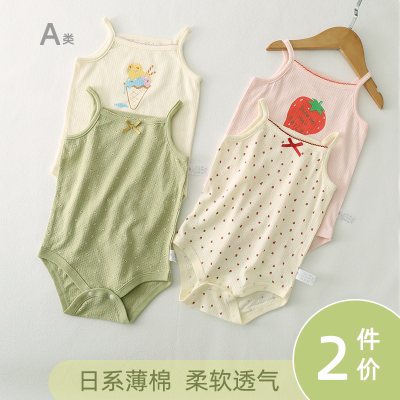 Set 2 bộ body sát lách, bodysuit dành cho bé gái chất liệu cotton thoáng mát an toàn cho bé