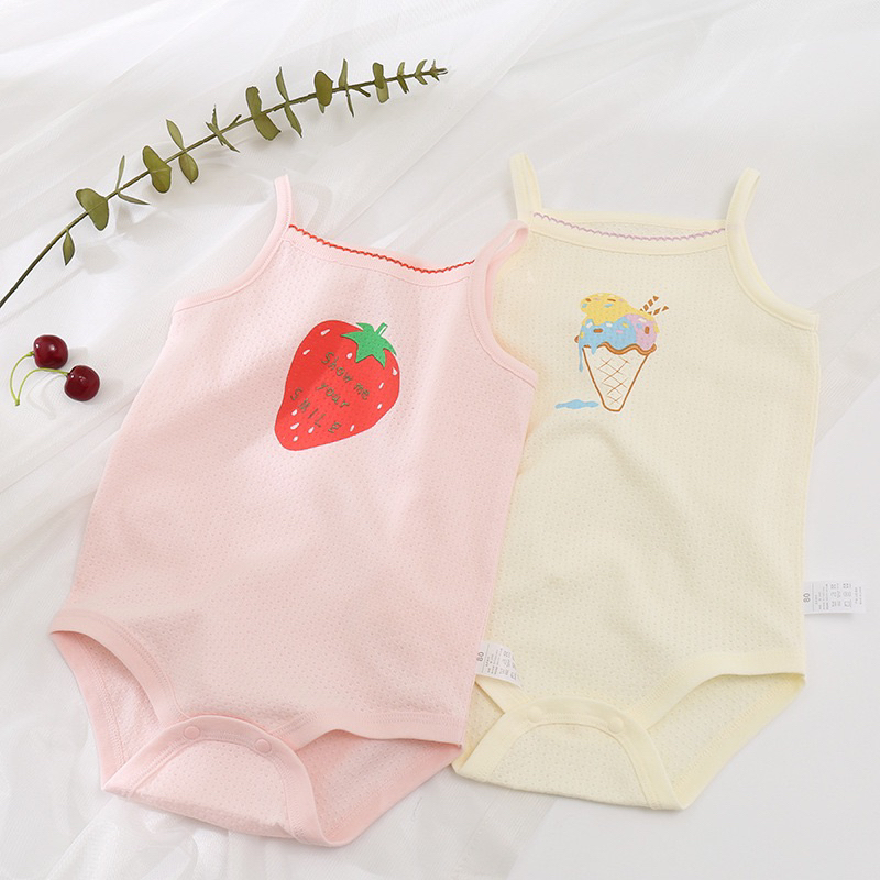 Set 2 bộ body sát lách, bodysuit dành cho bé gái chất liệu cotton thoáng mát an toàn cho bé
