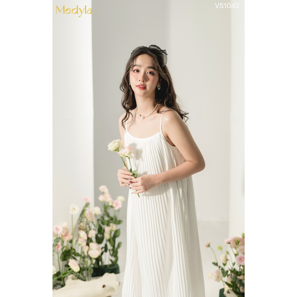 MEDYLA - Set blazer công sở mặc kèm với đầm bầu 2 dây xếp ly cho bầu mặc đi làm sang trọng - ADK022