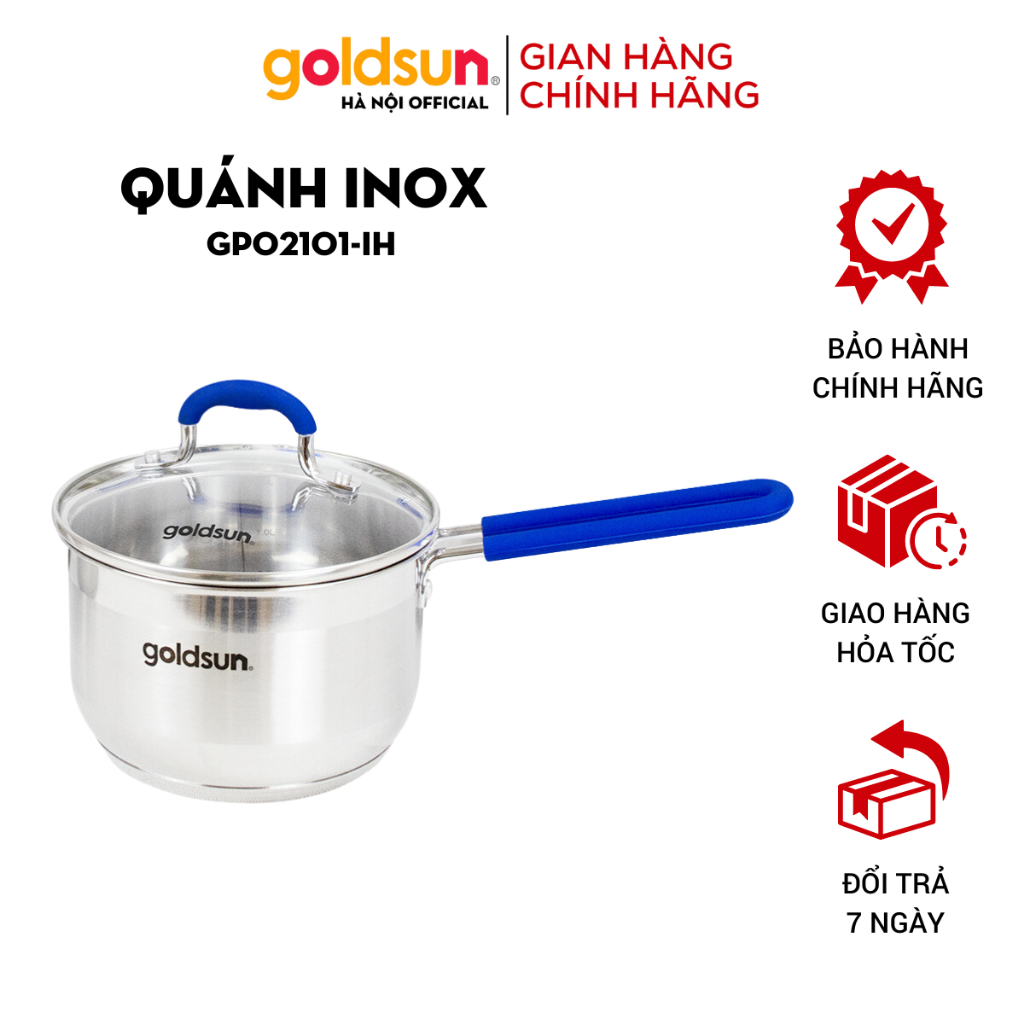 Quánh inox Goldsun GPO2101-IH đáy từ 3 lớp tay cầm cách nhiệt