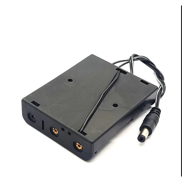 Đế pin 12v -3 cell 18650 nối tiếp có jack cắm DC cho wifi, đai massage