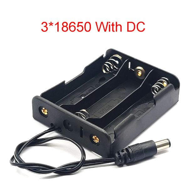 Đế pin 12v -3 cell 18650 nối tiếp có jack cắm DC cho wifi, đai massage
