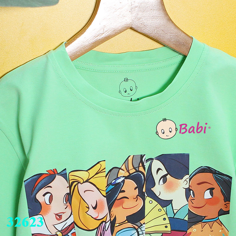 Áo croptop mẹ và bé gái in hình công chúa sành điệu thun cotton 4c, Áo thun croptop ngắn tay cho bé gái size đại 15-45kg