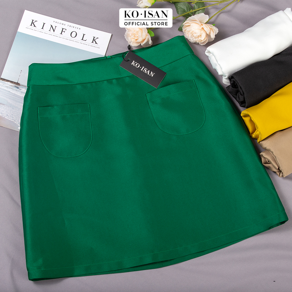 Chân váy ngắn lưng cao ôm dáng chữ A cạp liền chất liệu Tafta tạo form đẹp KOISAN S2251006
