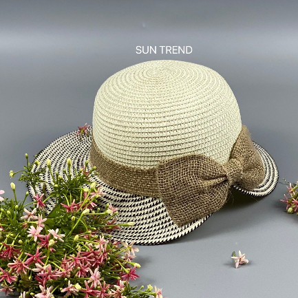 Nón thời trang nữ - Nón đi biển - Mũ cói rộng vành - Nón bucket nữ nàng thơ mùa hè khoét đuôi phối nơ xinh xắn