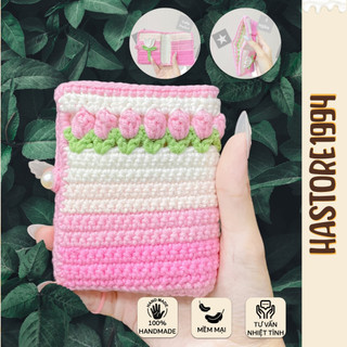 Ví đựng tiền bằng len tulip 4 ngăn cực xinh Ví nữ mini handmade ví y2k
