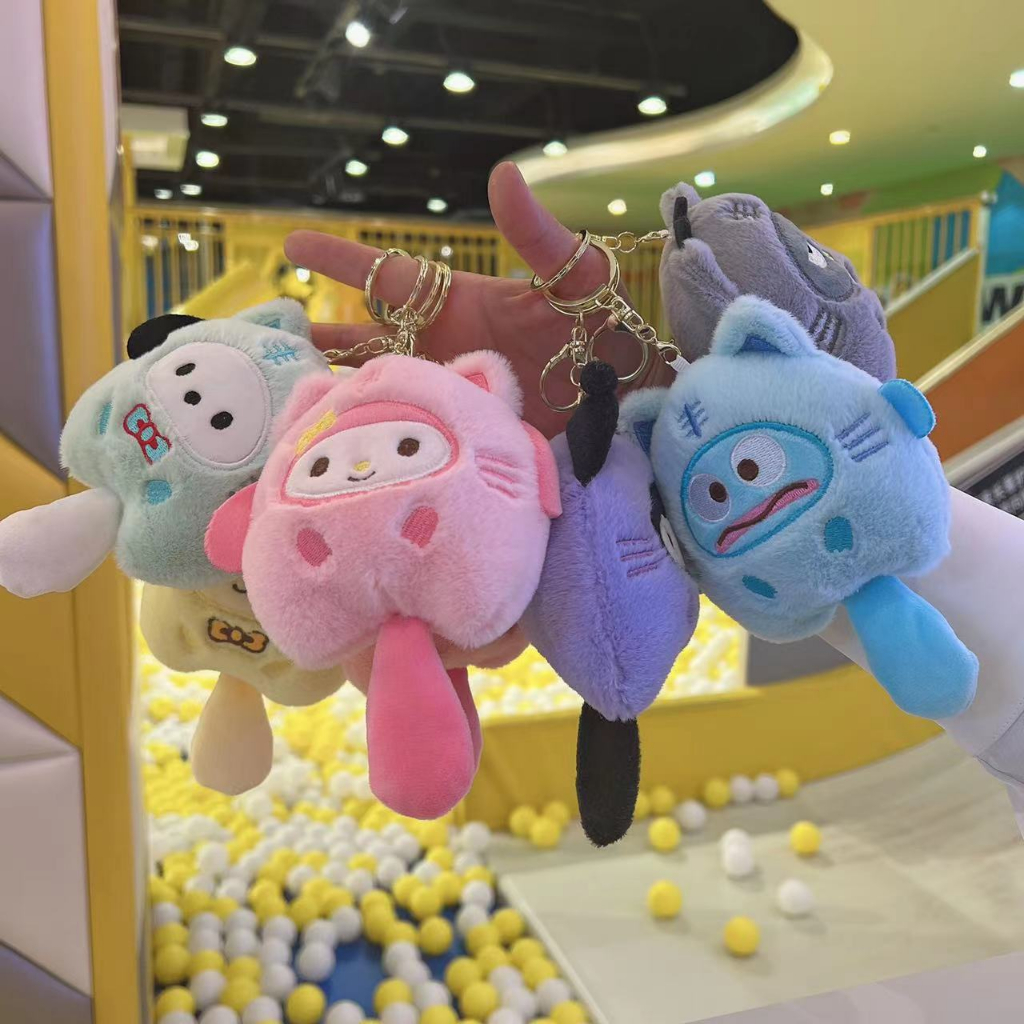 Móc khóa móc treo balo búp bê hoạt hình Sanrio cinnamoroll kuromi melody nhồi bông đáng yêu