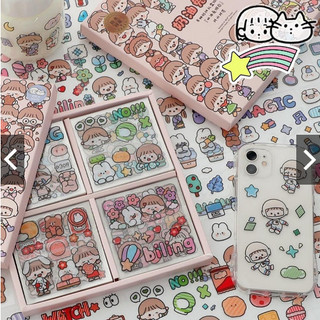 Tấm sticker cute trang trí dán tập vở, bình nước, bút nước