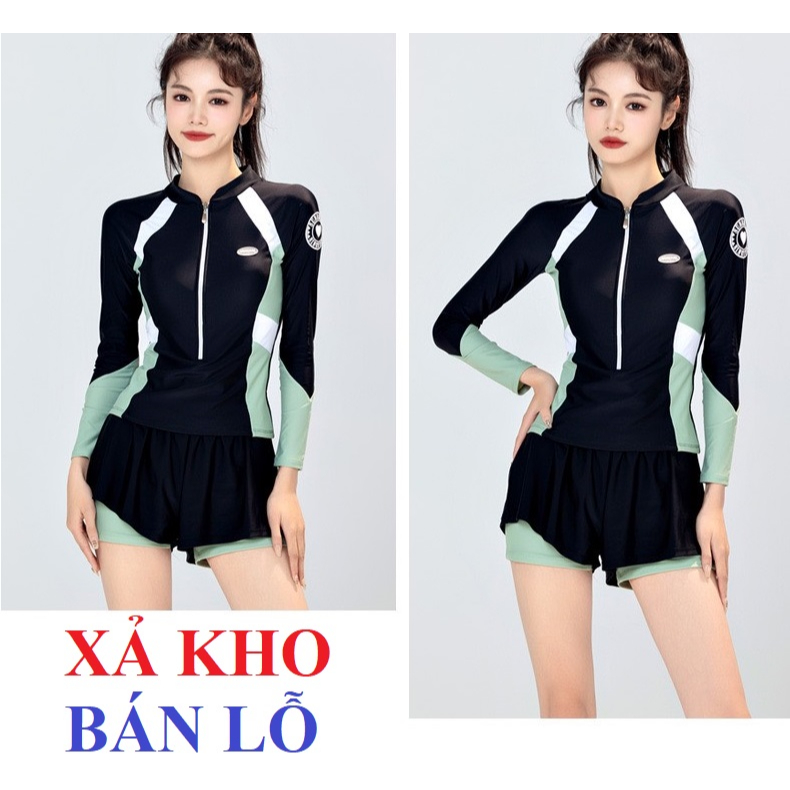 XẢ KHO NHIỀU MẪU Bikini 2 mảnh dài tay áo tắm nữ đi biển tay dài đồ bơi nữ kín đáo quần đùi che khuyết điểm che nắng