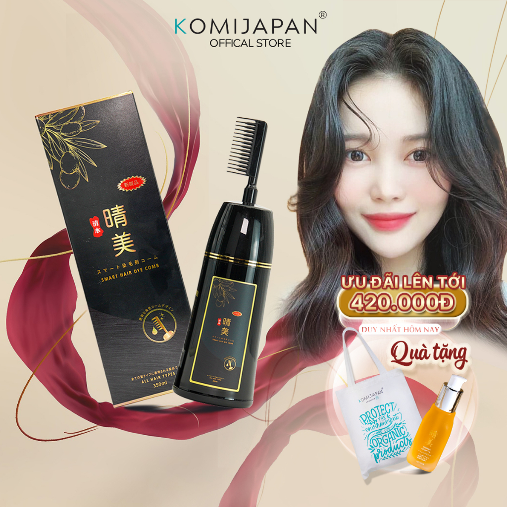 Dầu gội phủ dạng lược phủ bạc Komi Nhật Bản màu nâu đen 350ml