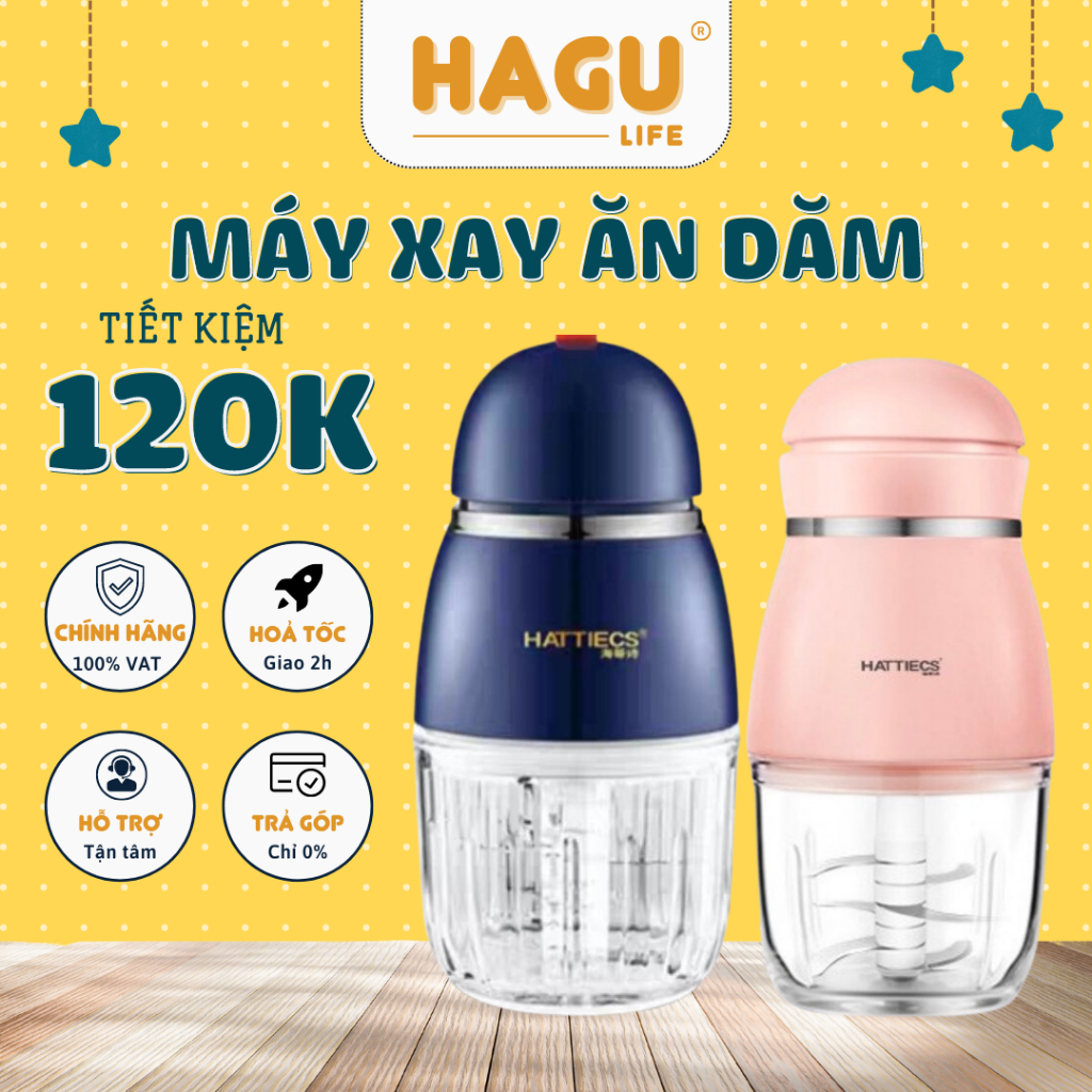 Máy xay ăn dặm cho bé Hattiecs 6-8 lưỡi dao dung tích 0