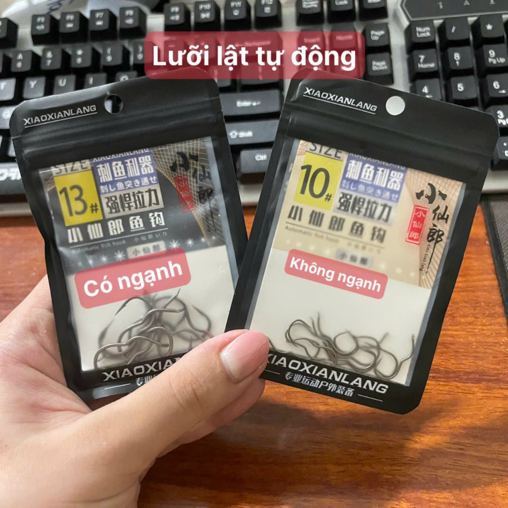 Lưỡi Câu Cá cao cấp Lật Tự Động loại không ngạnh giúp hiệu quả , chất liệu Titan Manga cứng cáp