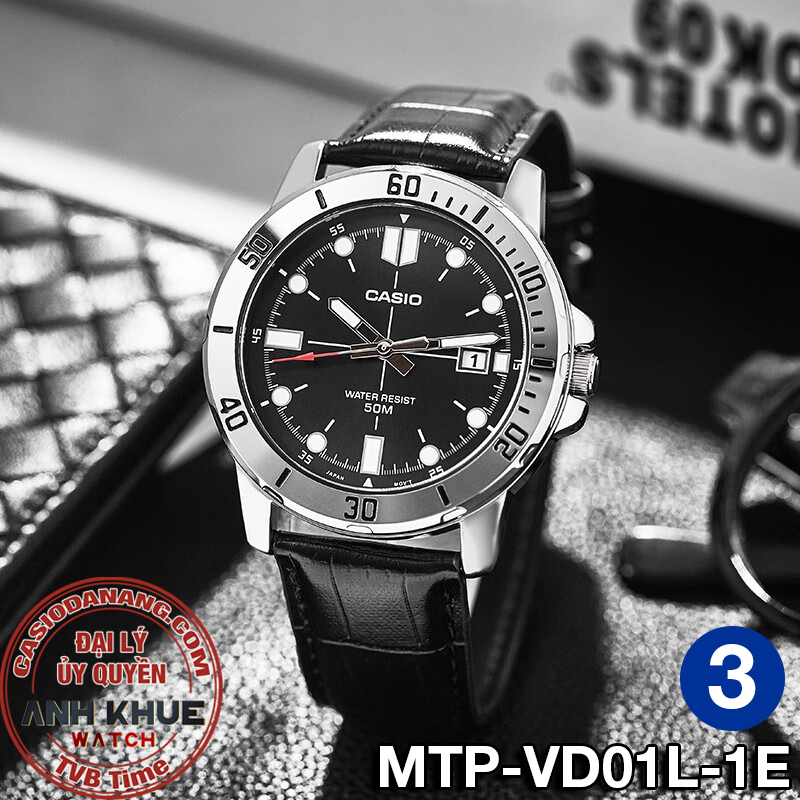 Đồng hồ nam dây da Casio chính hãng Anh Khuê MTP-VD01 Series