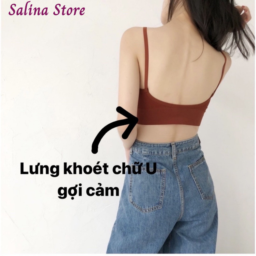 Áo Bra nữ gân tăm khoét lung chữ U 0324. Bra nữ phong cách thể thao cotton mút mỏng SALINA STORE