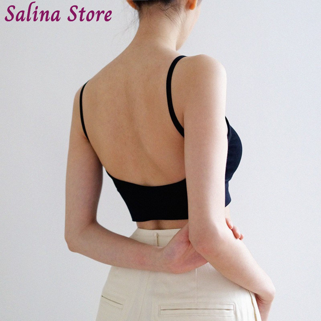 Áo Bra nữ gân tăm khoét lung chữ U 0324. Bra nữ phong cách thể thao cotton mút mỏng SALINA STORE