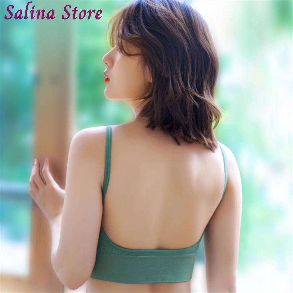 Áo Bra nữ gân tăm khoét lung chữ U 0324. Bra nữ phong cách thể thao cotton mút mỏng SALINA STORE