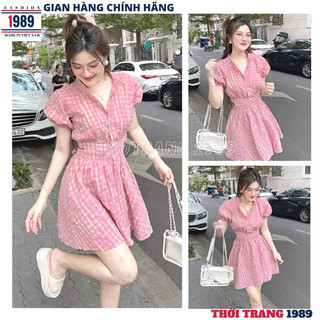 Set áo cổ sơ mi kèm chân váy khoét eo -kiểu dáng hàn quốc ulzzang -váy nữ cực xinh -jum nữ- THỜI TRANG 1989