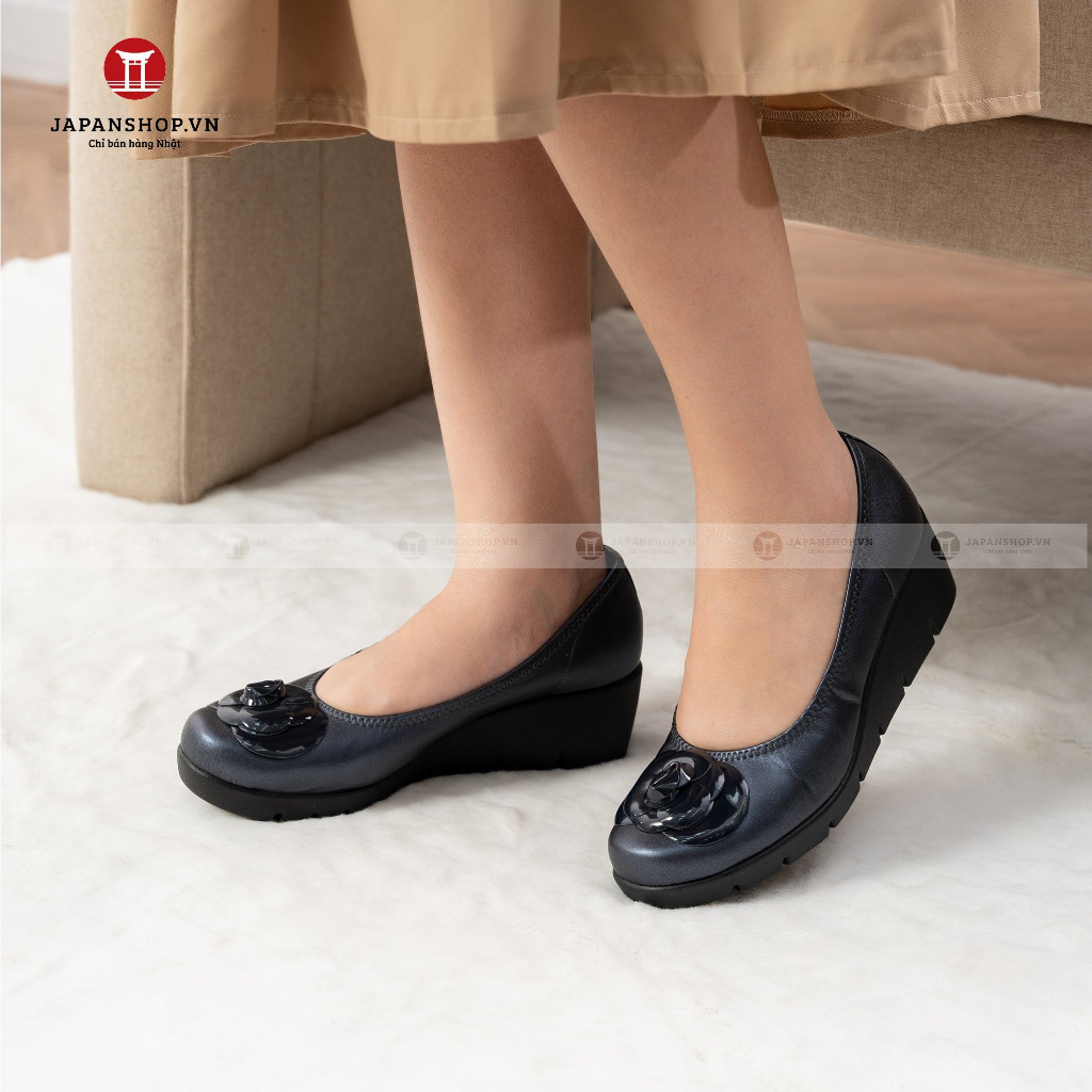 Giày da nữ cao 5,5 cm siêu nhẹ siêu bền, giày búp bê chống thấm nước KOSU 39608 chính hãng Kobe Nhật Bản