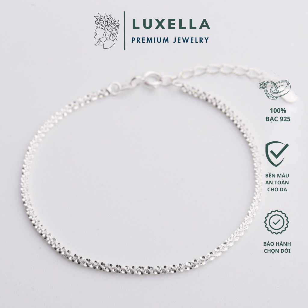 Lắc tay bạc nữ Luxella Premium dây xù bắt sáng lấp lánh Lux019
