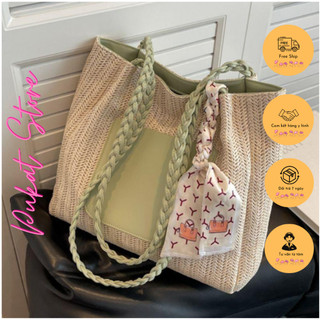 Túi xách đan cói đeo vai cỡ lớn thời trang phong cách Hàn Quốc size 27x10x26 DVKN01