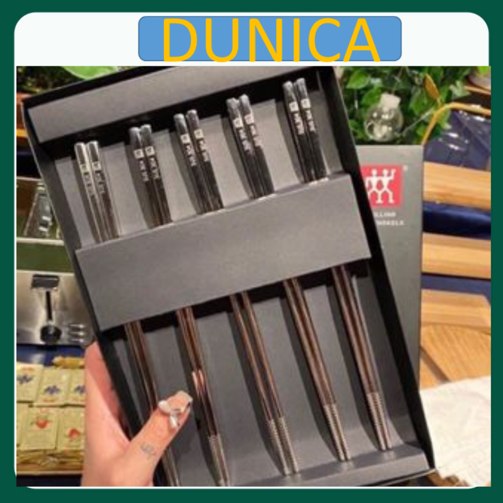 Sét 5 đôi đũa INOX SUS 304 (hộp đen)
