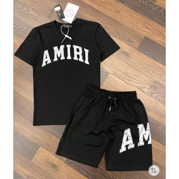 6. Bộ Quần Áo Thun Thể Thao AMI RI, Bộ Quần Áo Mùa Hè Ngắn Tay Màu Đen - AK03 hot