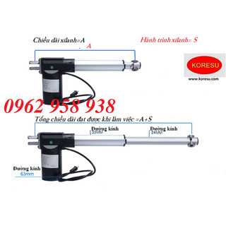 Xi lanh điện 24v, xi lanh nâng hạ tự động hành trình 600mm, 700mm, 800mm, 900mm, 1000mm